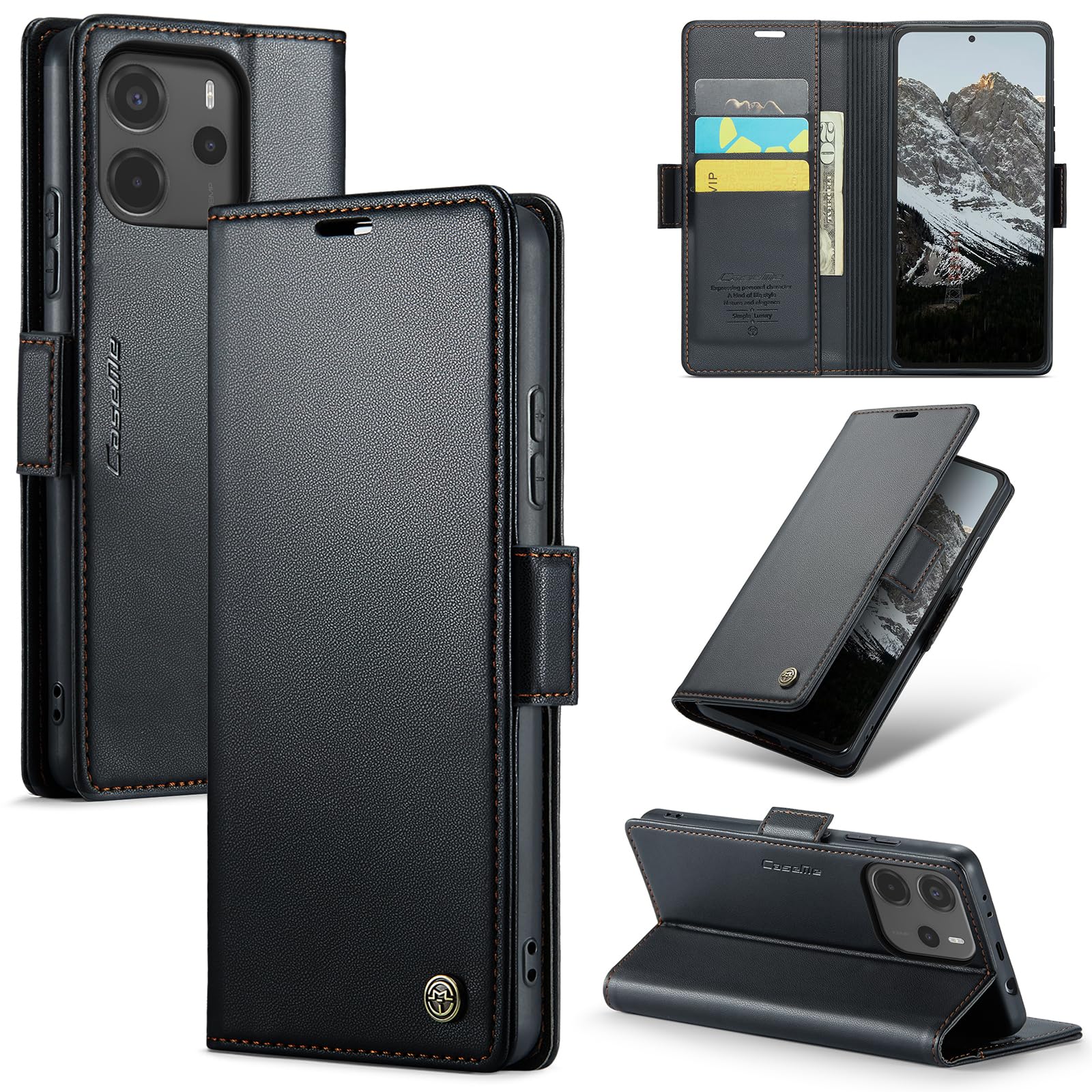 ZONNAVI Cover per Xiaomi Redmi Note 14 PRO 4G, Flip Custodia Pelle PU con [Slot Cart] [Supporto Stand] [Magnetica], Cover a Libro Portafoglio per Redmi Note 14 PRO 4G (Nero