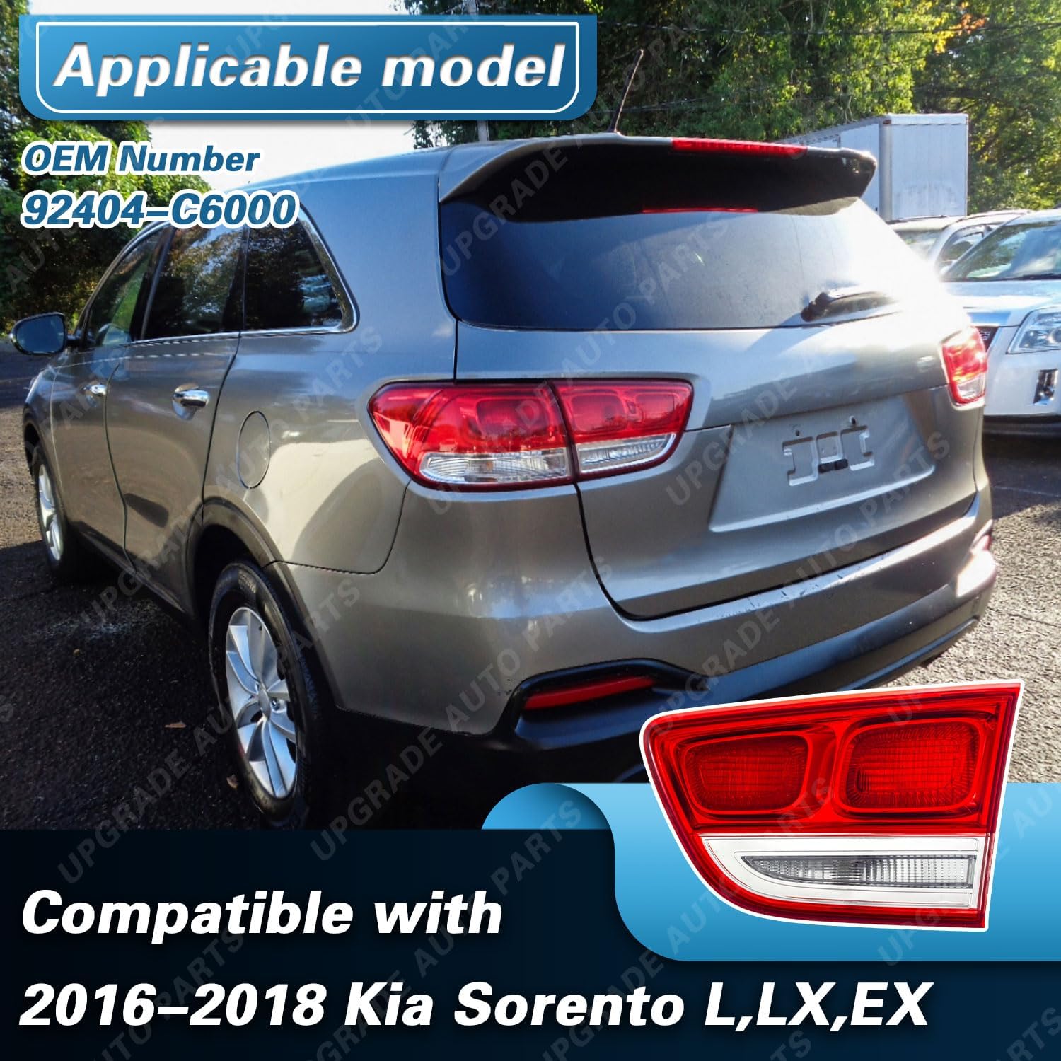 UPGRADE Compatible With 2016-2018 Kia Sorento L/LX/EX Inner Tail Lights with Halogen Bulbs 92403-C6000 92404-C6000 Passenger Right Side