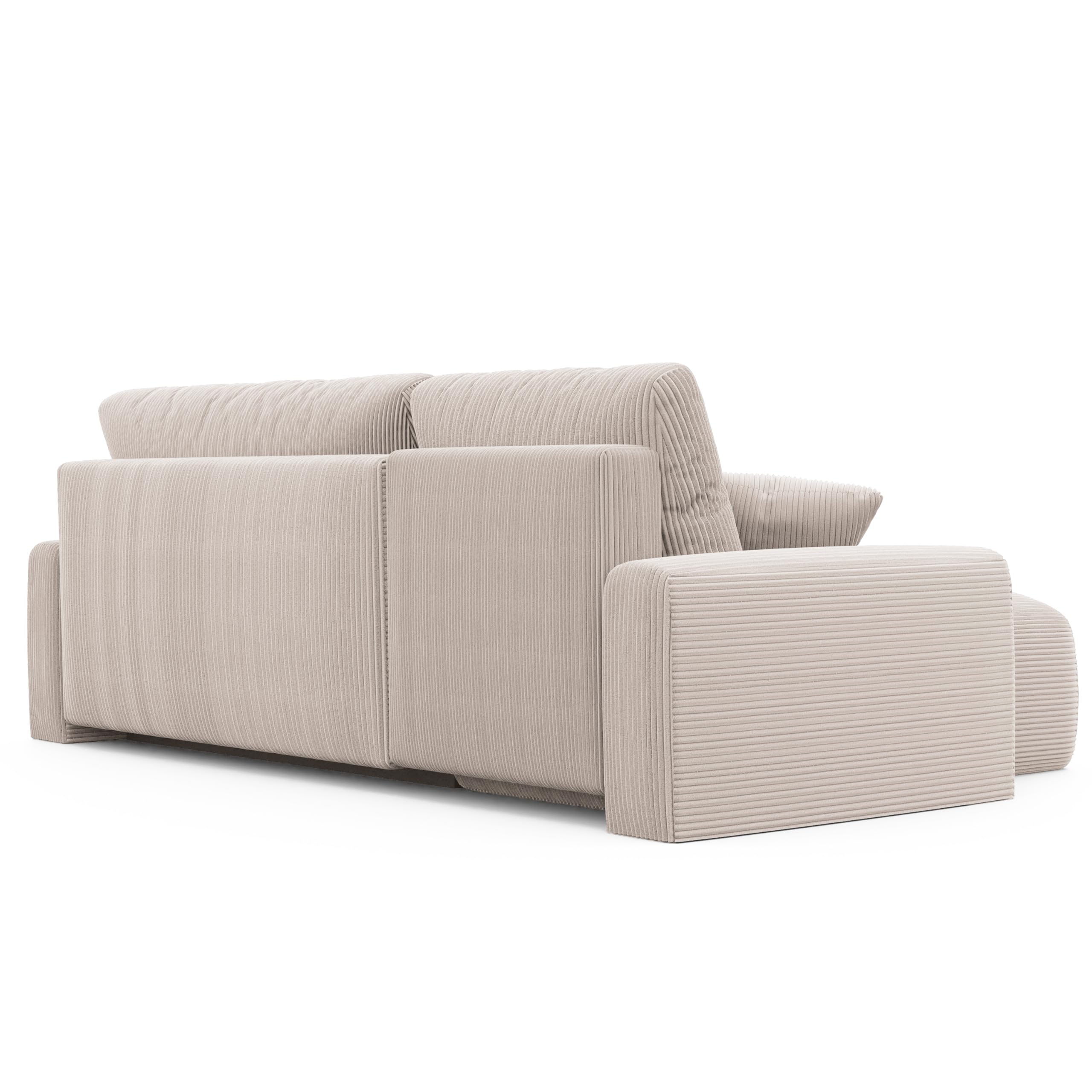 244x106 Ecksofa mit Schlaffunktion (200x125) Cord Ecksofa 3 Sitzer mit Bettkasten - Wohnzimmer Eckcouch