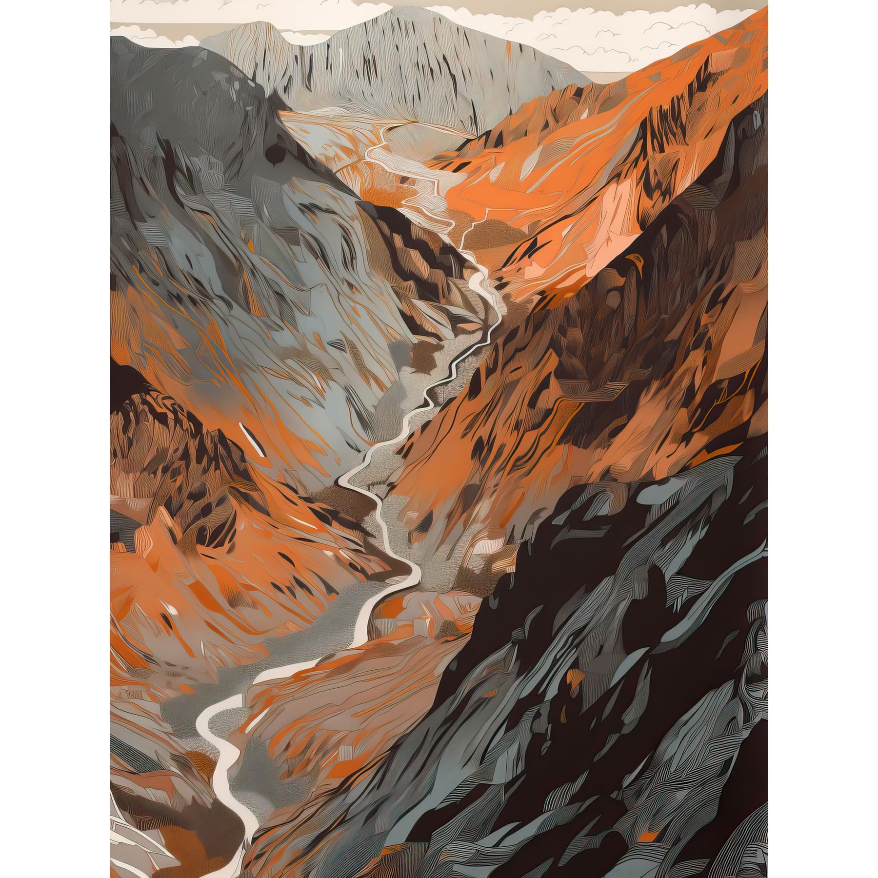 Artery8 Scaffel Pike Hiking Trail Rocky Mountain Landscape Large Wall Art Poster Print Thick Paper 18X24 Inch