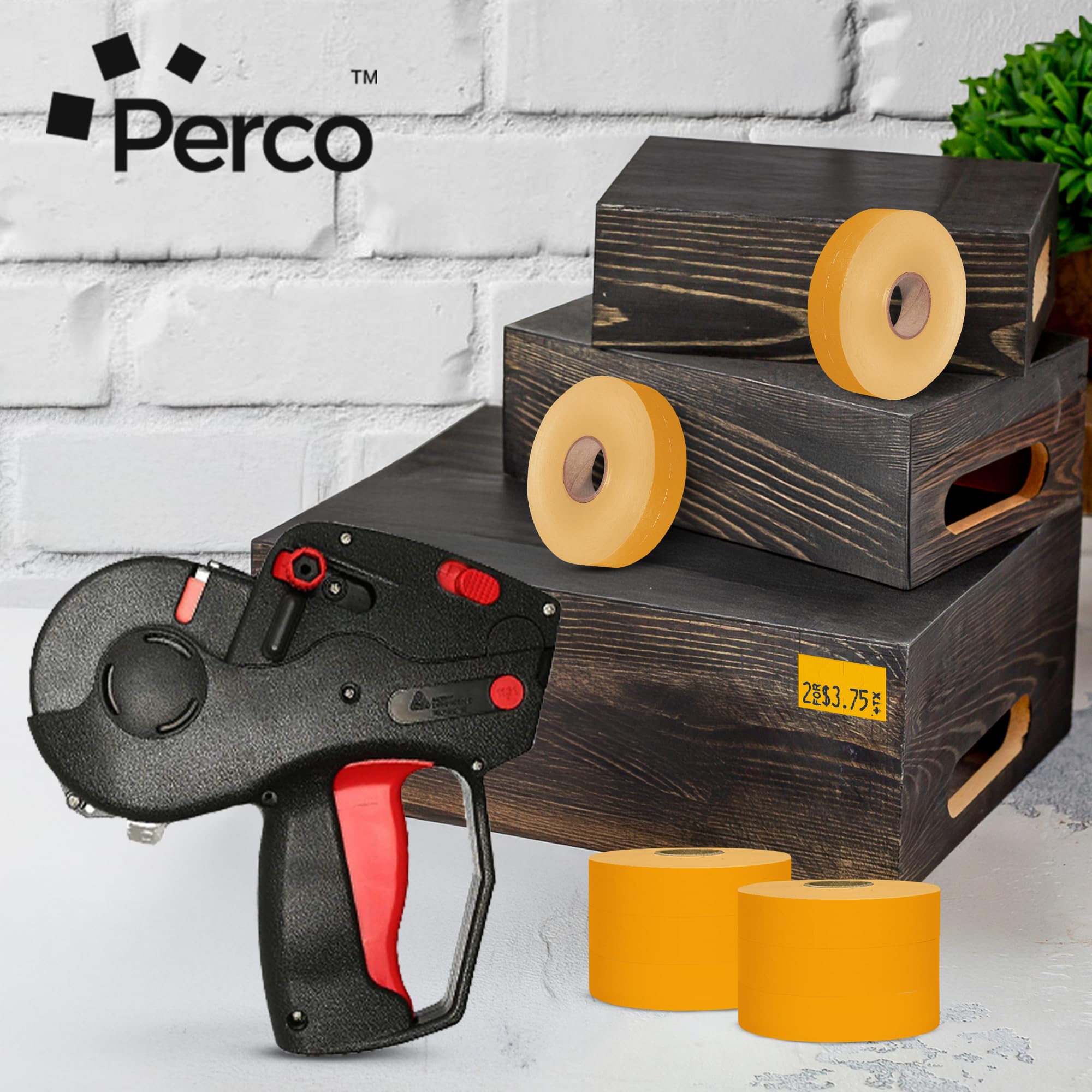 Étiquettes de prix orange fluo pour pistolet de prix Monarch 1131 - 3 manchons, 24 rouleaux - 60 000 étiquettes de marquage de prix - avec rouleaux d'encre inclus