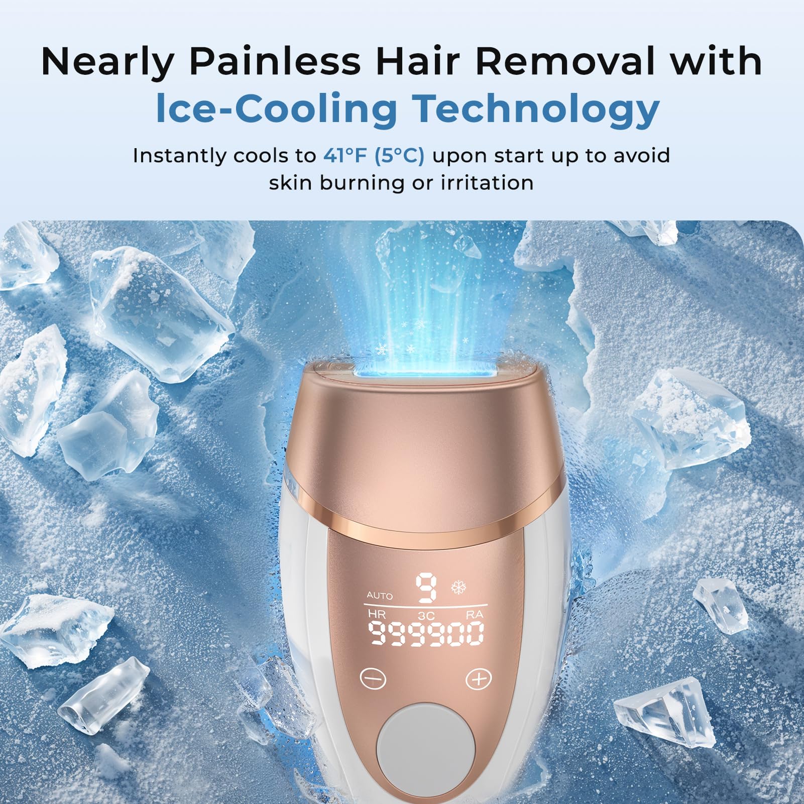 Depilación láser para mujeres y hombres – Dispositivo de depilación láser  IPL con enfriamiento de hielo sin dolor a 41.0 °F, removedor permanente de vello 3 en 1 para cara, cuerpo 2