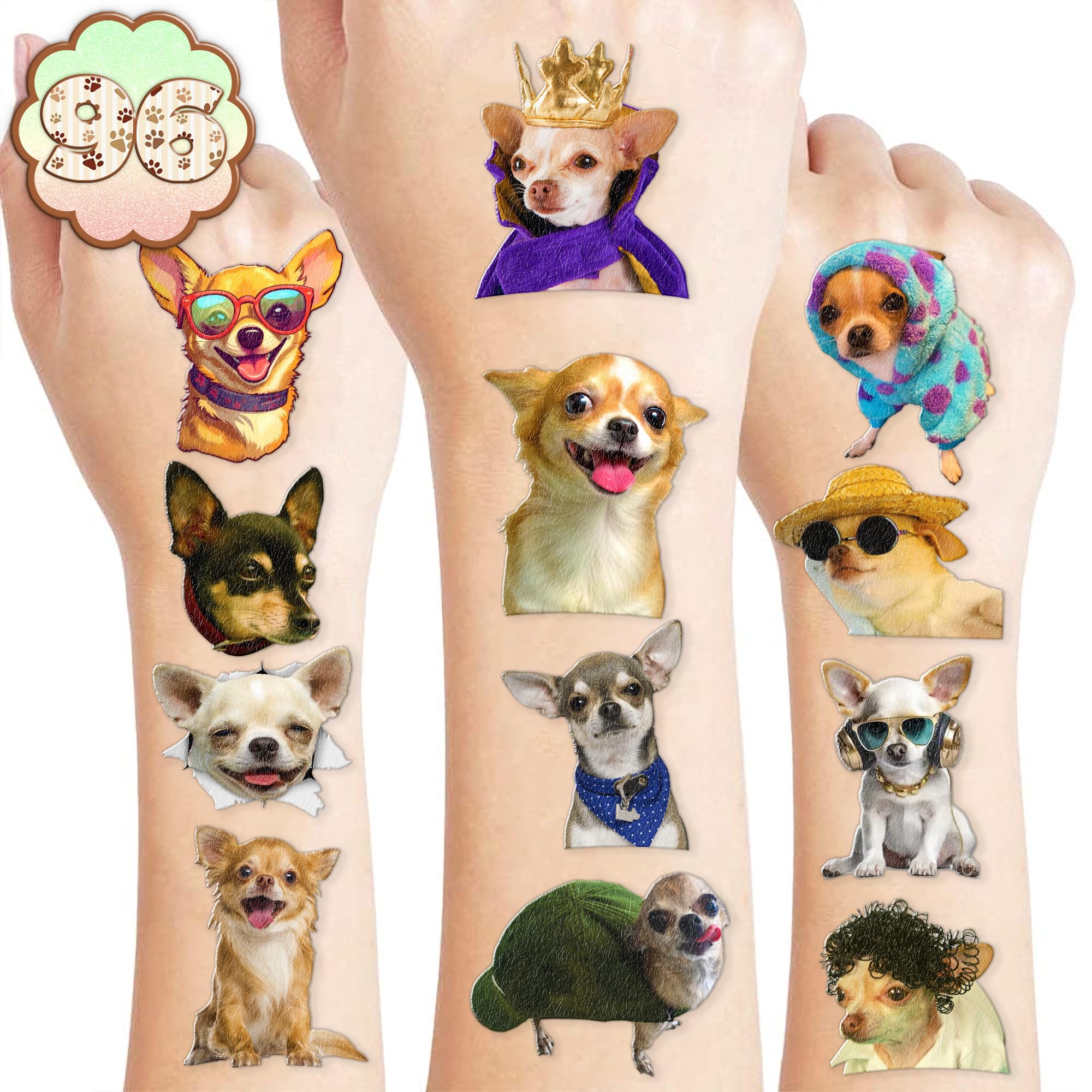 Chihuahua Temporary Tattoos Dog Birthday Party Supplies Favors Decorations Theme Funny Chihuahua Dog Puppy Super Cute 85 PCS Tattoos Stickers for Kids