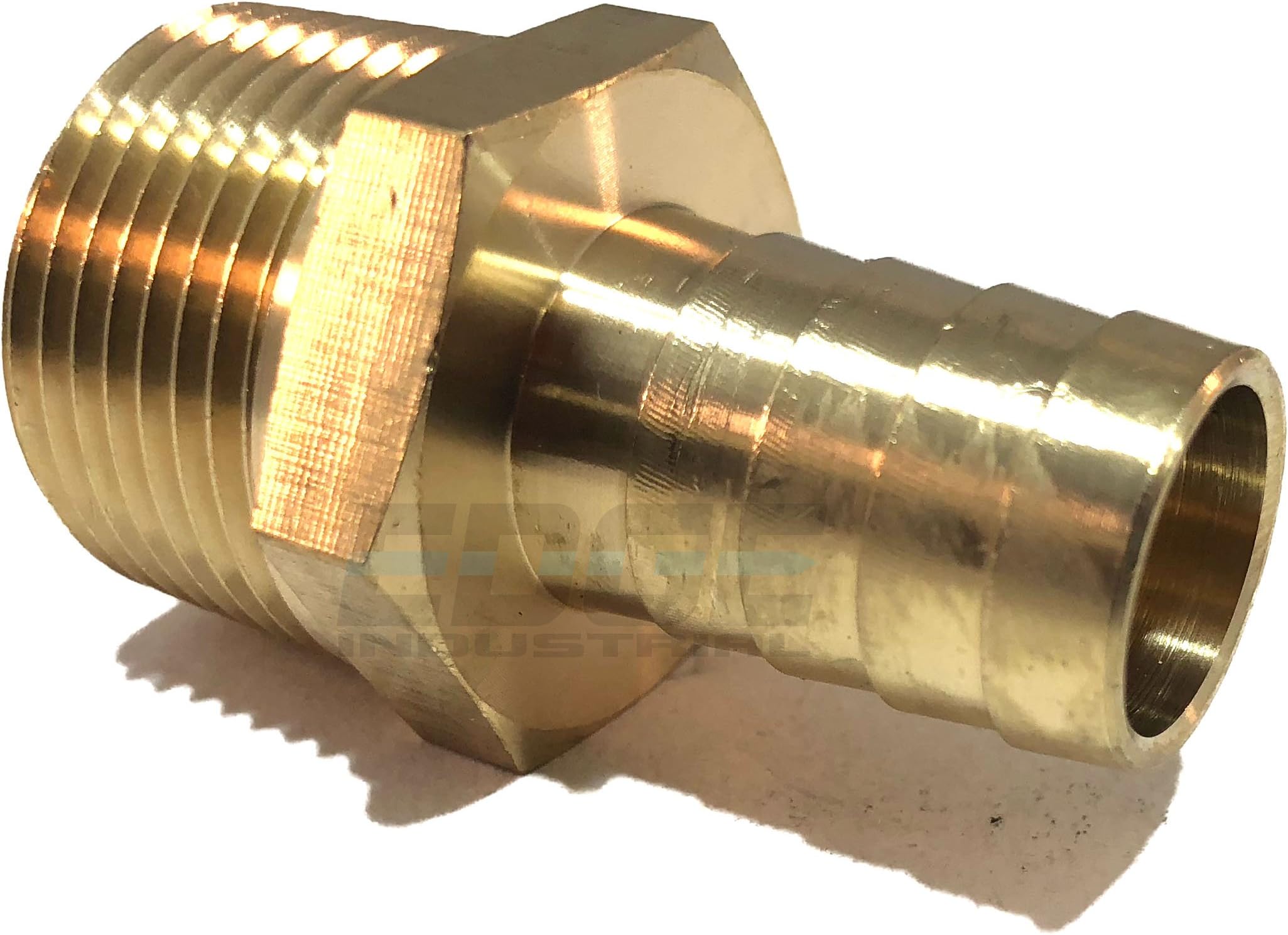 EDGE INDUSTRIAL 5/8" Hose ID to 3/4" Male NPT MNPT Straight Brass Fitting Fuel / AIR / Water / Oil / Gas / WOG (Qty 1)