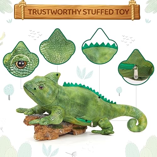 Vista 138 de Juego de 7 juguetes de peluche de dragón verde gigante de 21.7 pulgadas, animal de peluche con 4 bebés y 2 huevos, dinosaurios de peluche para niños