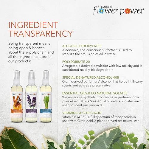 Miniatura 9 de Natural Flower Power Ambientador en aerosol  Menta y limón  4 onzas líquidas  Paquete de 3  Perfumado con aceites esenciales puros  Eliminador de
