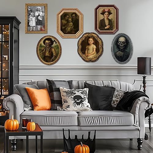 Miniatura 7 de Garma Decoraciones de Halloween para interiores, marcos de fotos de retratos en movimiento de cara cambiante en 3D para Halloween, casa encantada,