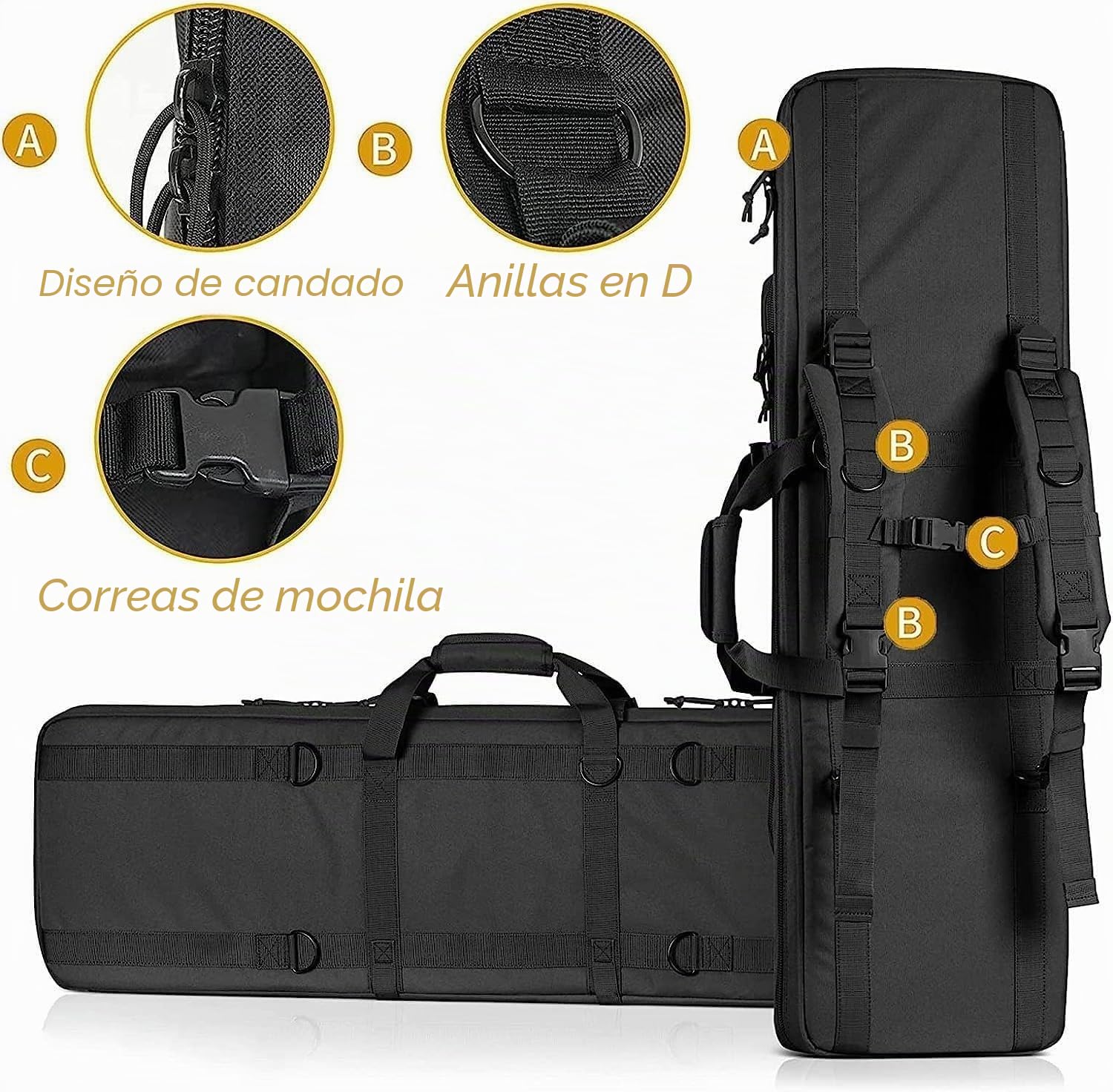 Bolsa para Rifle, Funda para Armas Largas,Airsoft Funda Escopeta Porta Caza,Mochila para Carabina,Almacenar o Transportar Rifles, 600D Tela Oxford Impermeable A,118CM