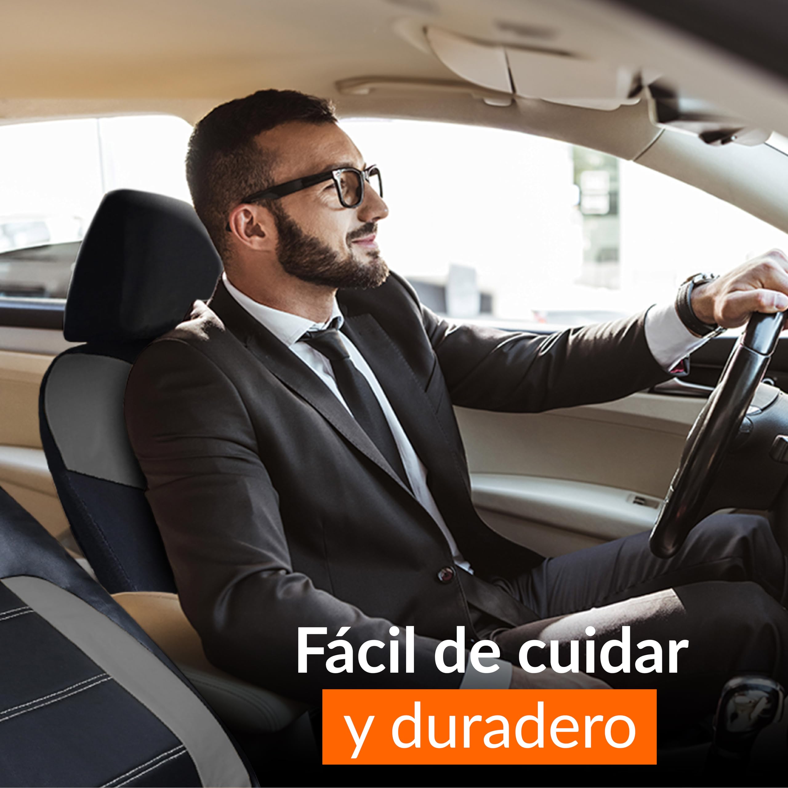 Upgrade4cars Fundas Asientos Coche Universales Polipiel Gris | Set Completo Protectoras Delanteros y Trasero para Todo el Año