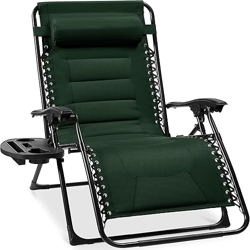 Miniatura 20 de Best Choice Products Silla acolchada de gravedad cero de gran tamaño, reclinable plegable para patio al aire libre, tumbona antigravedad XL