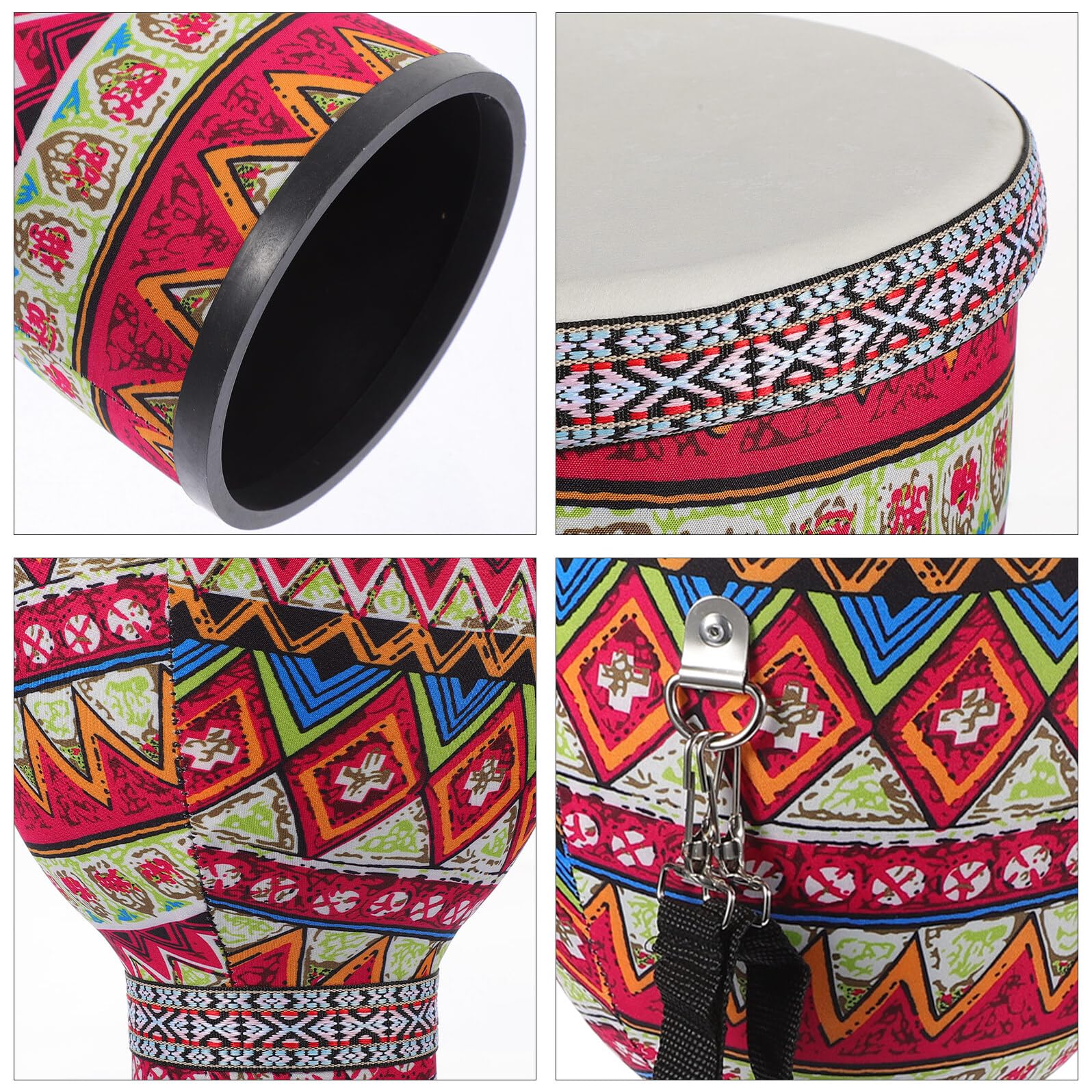 Toyvian Tamburo Djembe in Abs Leggero Fondo Piatto Strumento a Percussione Portatile e Design Tradizionale Dipinto a Mano e Gioco Educativo per Bambini per Principianti