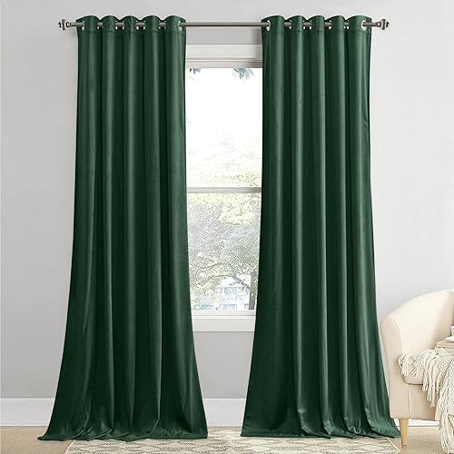 Miniatura 65 de StangH Cortinas de Terciopelo Verde Azulado Opacas - Cortinas de Servicio Pesado con Aislamiento Térmico Decoración del Hogar para Sala de Estar de