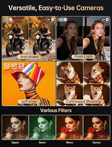 Miniatura 7 de Cámara digital 4K para fotografía, 64MP de enfoque automático WiFi Vlogging Cámara para YouTube con pantalla abatible de 180 de 3 pulgadas, cámara