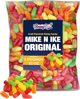 MIKE AND IKE Candy - 2 LB (32 oz), Bulk Bag, Original Fruits Chewy Candy 5 Assorted Flavors, (Orange, Cherry, Lemon, Lime and Strawberry), Bulk Candy, Resealable Bag by Yummyland