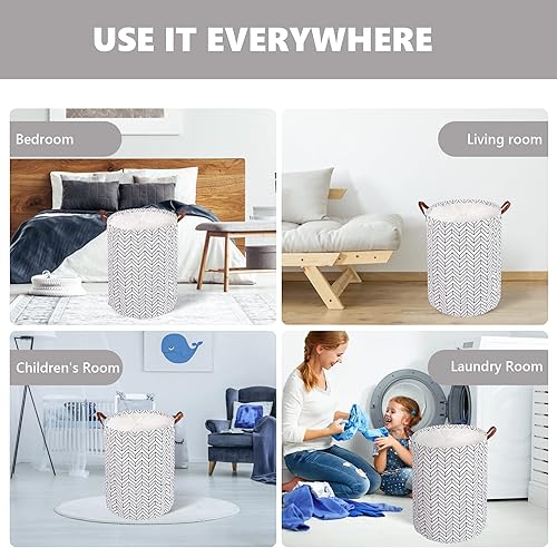 Miniatura 5 de Large Foldable Laundry Basket Organizer Holder portable tall collapsible laundry hamper nusery Storage Basket Bin with PU Leather Handles and