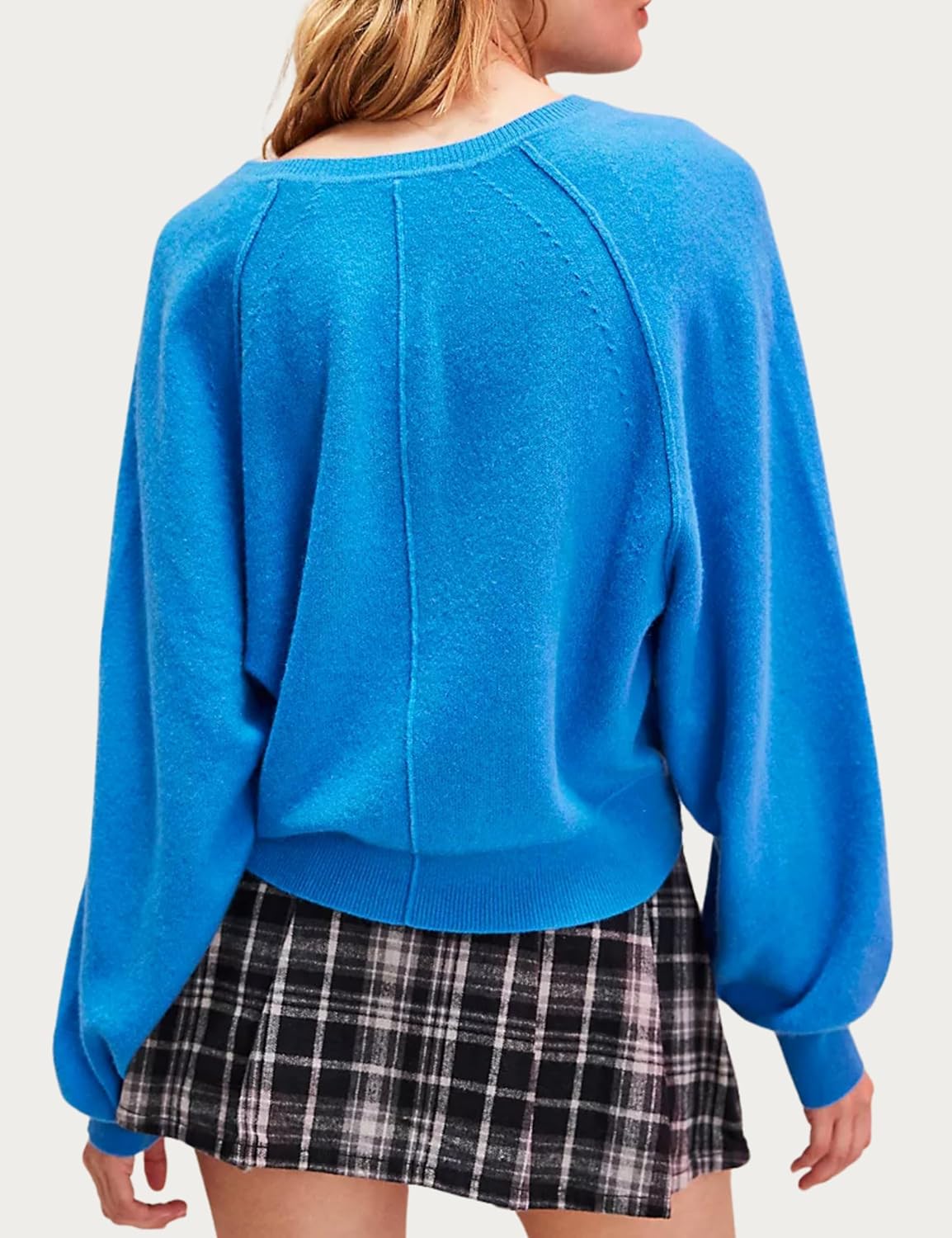 Esmeling Women Casual Button Front Sweater Henley Neck Long Sleeve Knitwear Solid Cropped Pullover Sweater - Image 2