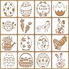 Easter Stencils for Painting,16pcs Easter Bunny Eggs Chicken Carrot Reusable Plastic Painting Stencil on Wood,Happy Easter Drawing Template for DIY Art Craft Easter Party Spring Home Decor