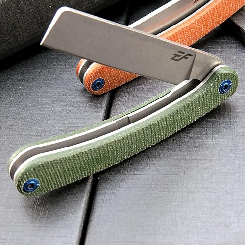 Miniatura 7 de Eafengrow EF939 Cuchillo plegable, hoja de acero D2 con mango de micarta EDC para trabajo de campamento (verde micarta)