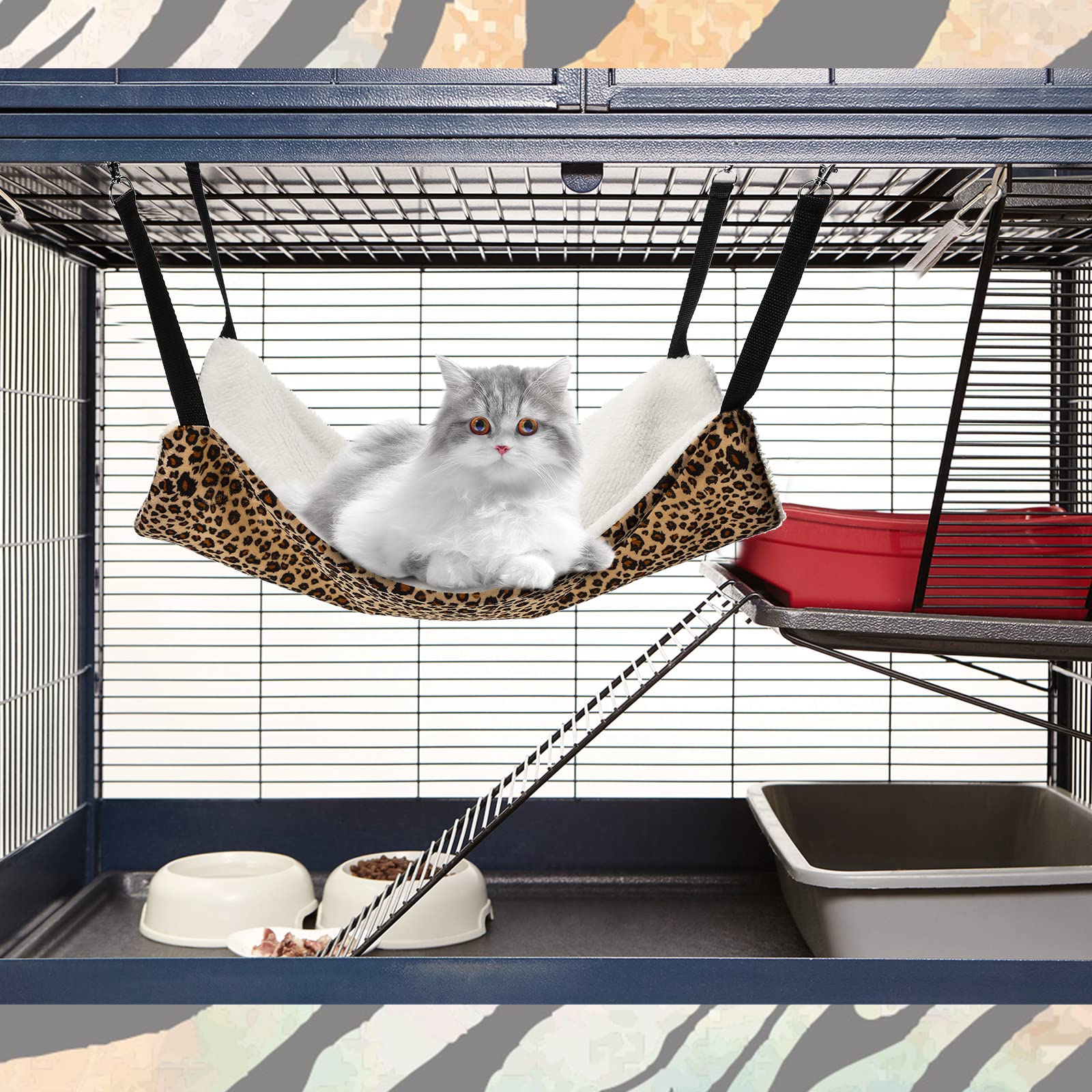 Hamaca reversible para mascotas, hamaca colgante de felpa suave para gatos, cama de conejillo de indias, jaula para ratas, accesorios para cachorros, perros, cerdos, gatitos, hurones, conejos 4