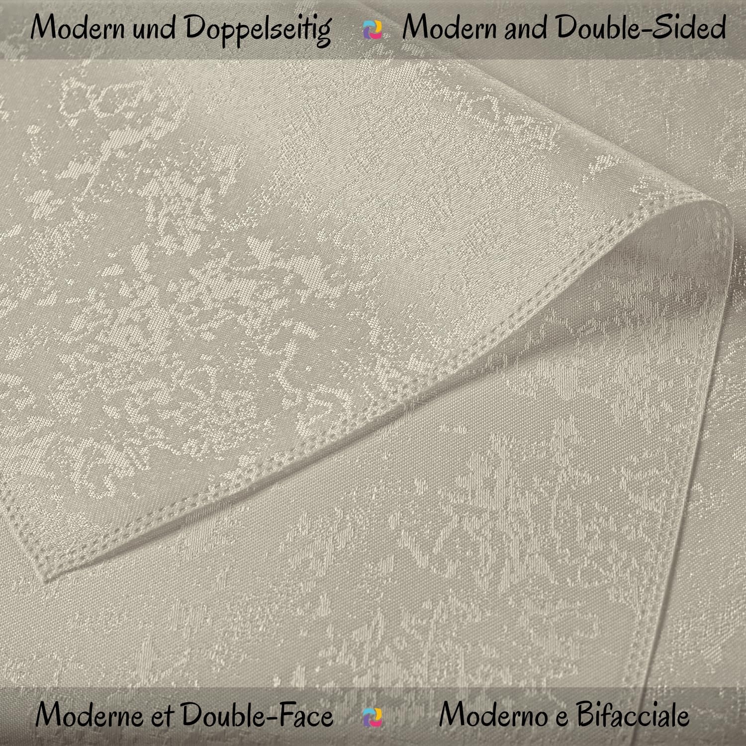 Tischdecke Grau 140x340 cm, Fleckabweisend mit Lotuseffekt Modern Doppelseitig Eleganter Marmor 100% Polyester, U4 Marmor 5297