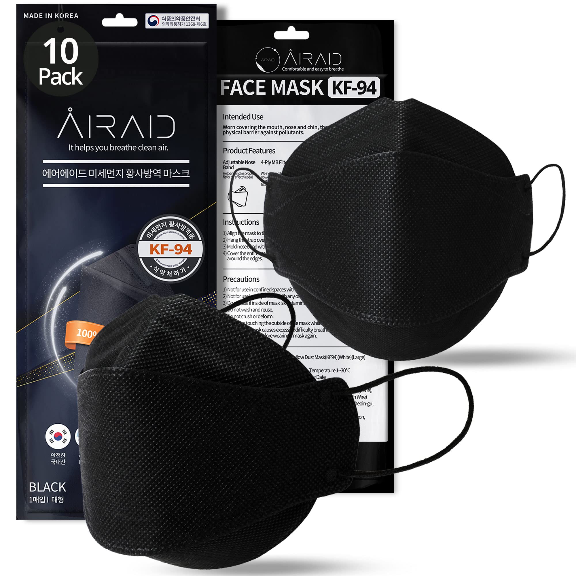 AIRAID-KF94 [Individually Wrapped] - Made in Korea, 4-Layer Filter, 3D Face