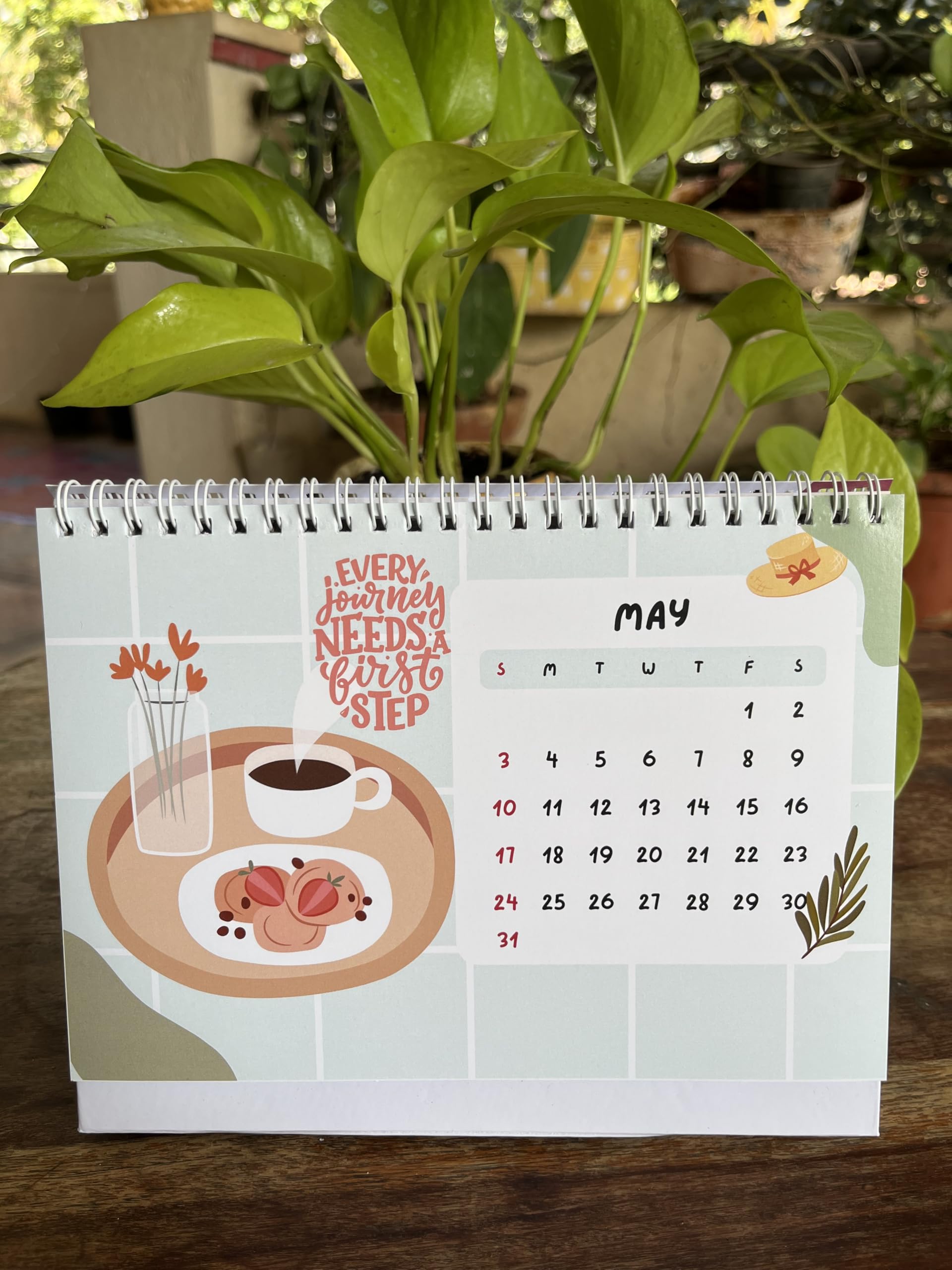 Crafted Forever Self Love 2026 Calendar, Spiral Bound Planner desk