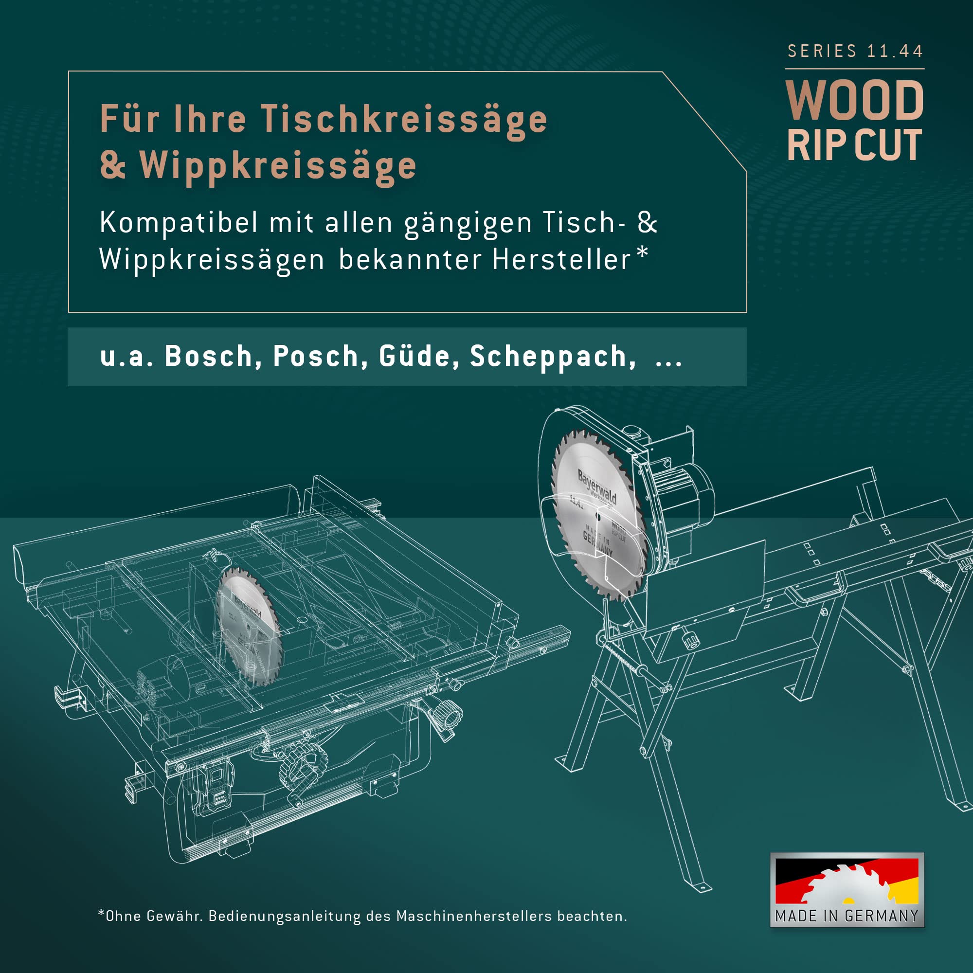 Bayerwald HM Brzeszczot do piły tarczowej - Ø 500 x 4 x 35 | Z=36 WZ | Seria 11.44 - do drewna ciętego wzdłużnie (miękkie drewno, drewno twarde, drewno egzotyczne, fornir)