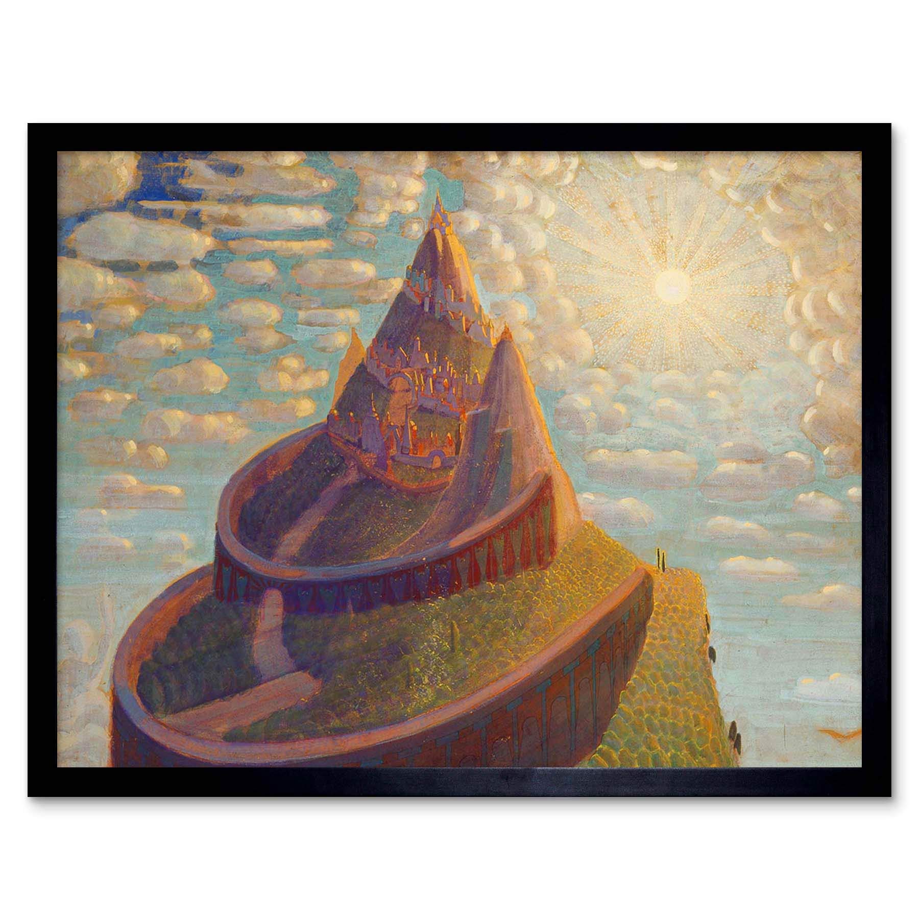 Wee Blue Coo Ciurlionis Fairy Tale Castle Art Print Framed Poster Wall Decor 12X16 Inch