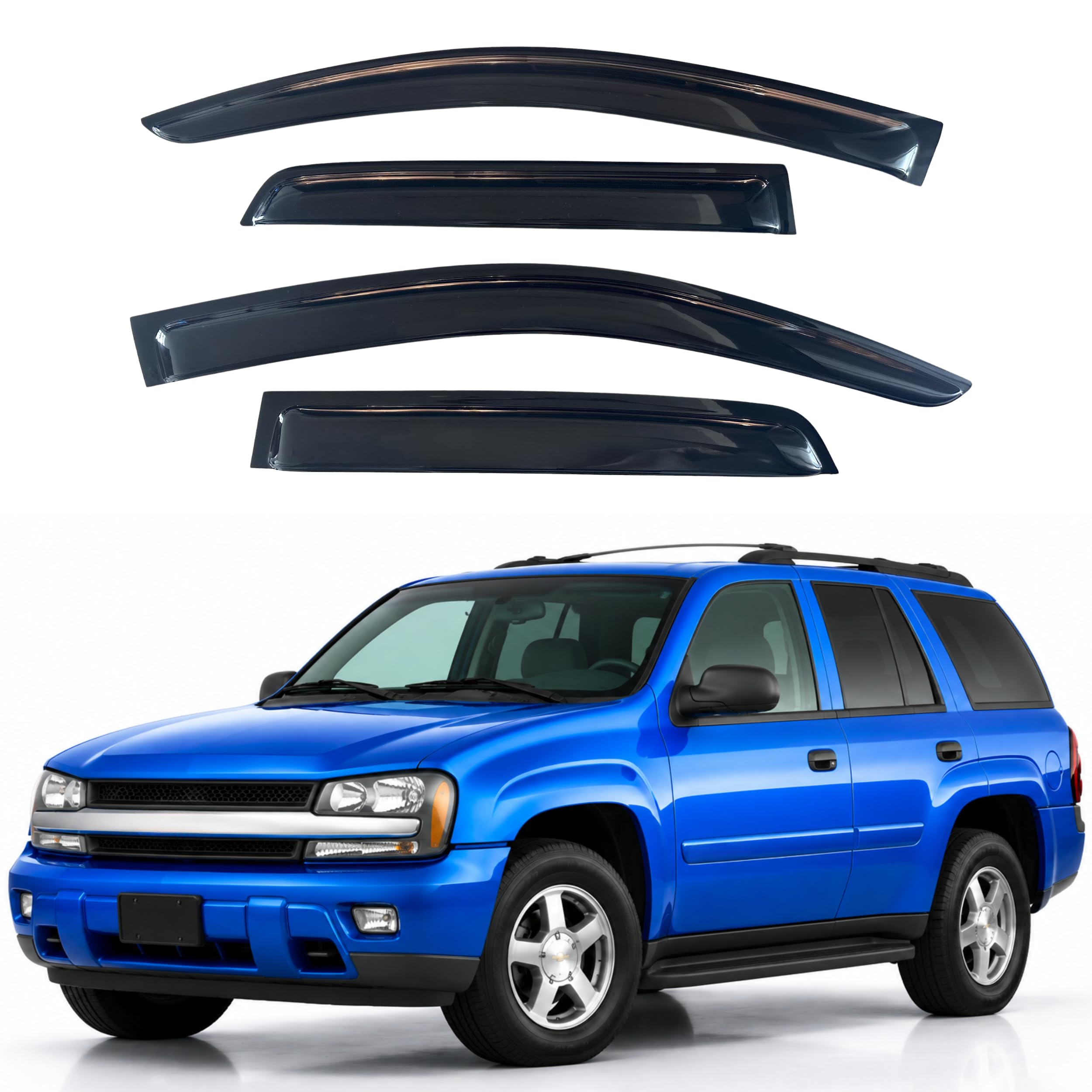 IG Window Visors Fit for 2002-2009 Chevrolet Trailblazer, Out-Channel Rain Guards Vent Wind Deflectors 4PC, Car Accessories for 06-09 Chevy Trailblazer SS