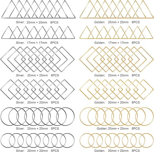 Miniatura 10 de PAGOW 96 aretes de aro para hacer joyas, hipoalergénicos, cuadrados, redondos, plateados y dorados, para manualidades, suministros de accesorios