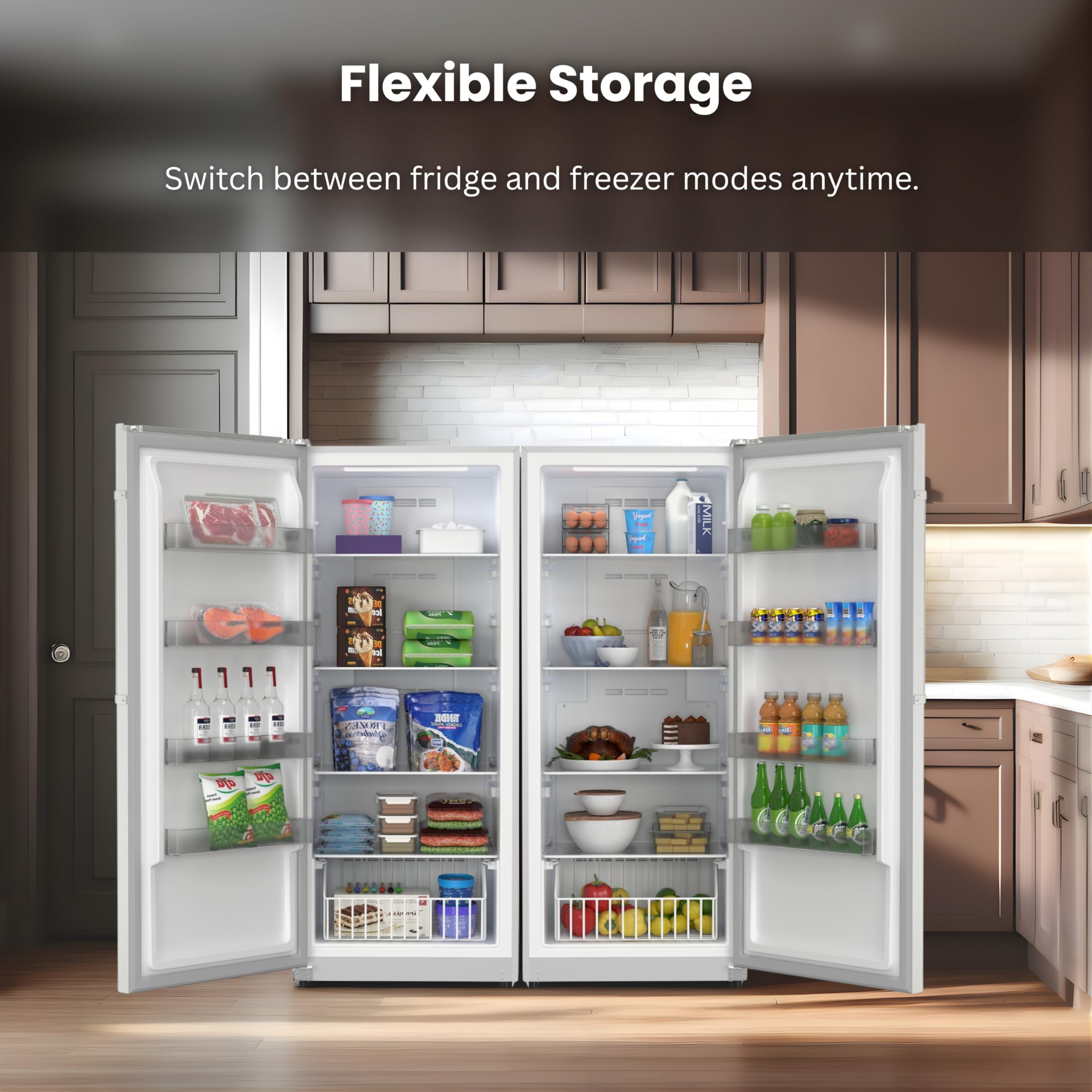 Conserv Energy Star 17 Cu.Ft. Convertible Refrigerator Freezer Pair, Garage Ready— Modular Side-By-Side French Door Look, Use As Fridge Or Freezer (Stainless) on Fridge.com - View 5