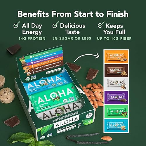 Miniatura 41 de ALOHA - Barra de proteína orgánica a base de plantas, sabor limón y anacardos, vegana, baja carbohidratos y azúcar, paleo, sin GMO, gluten, estevia