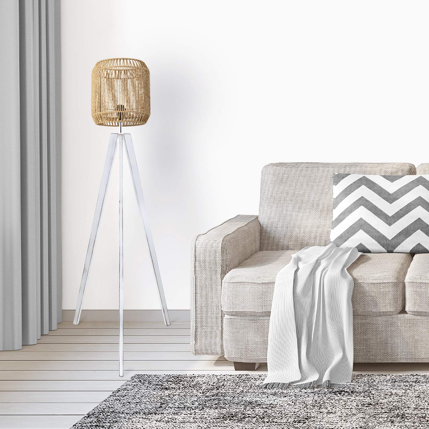 Pheashine Lampadario Rattan, Lampada a Sospensione Boho con Paralume