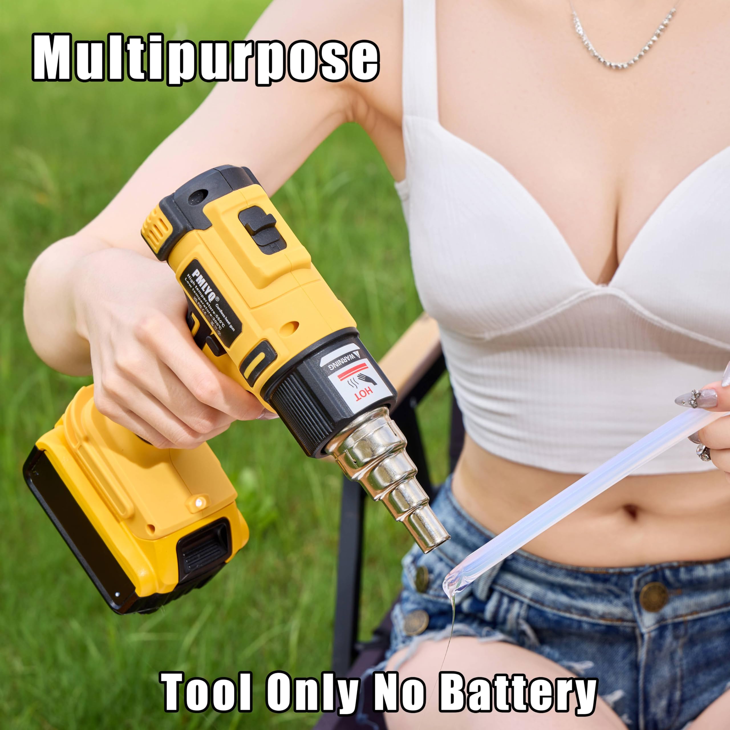 Pistola de calor inalámbrica para batería Dewalt de 20 V, pistola de aire caliente de soldadura de calentamiento rápido de 350 W, ajuste de 2 temperaturas máximo de 550.0 °C (550 °C), pistola de