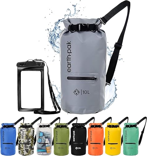 Mochila impermeable Earth Pak con bolsillos frontales con cremallera que mantiene todo seco para andar en kayak, ir a la playa, hacer rafting, andar