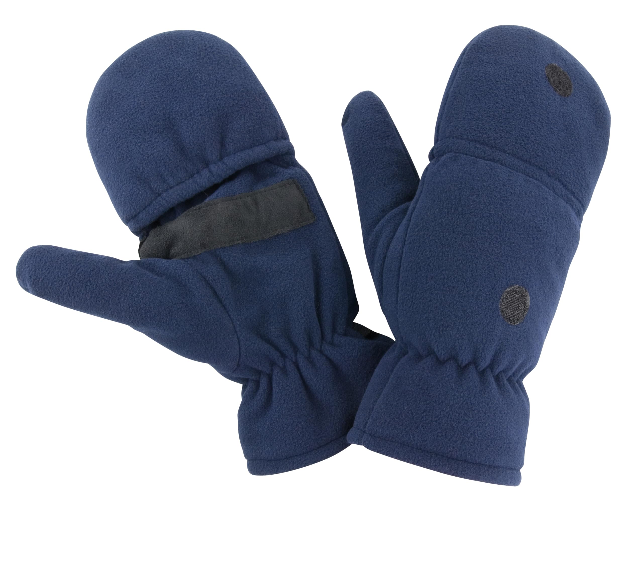 Asvp Shop Unisex Navy Result Convertible Fingerless Mittens - Fleece-Lined Warm Winter Gloves With Elasticated Cuffs