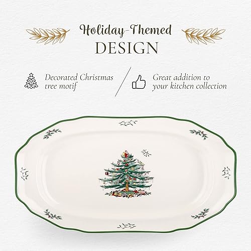 Miniatura 3 de Spode Plato de servir para árbol de Navidad, plato navideño de barro, platos de servir de Navidad para entretenimiento, apto para lavavajillas,