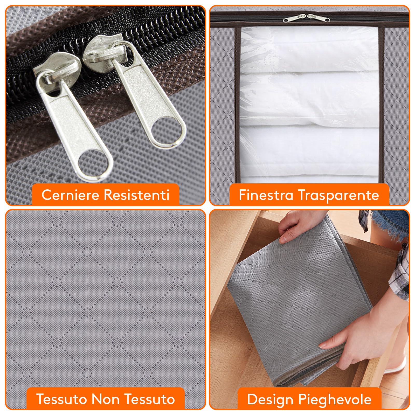 Scatole Organizzatrici Per Vestiti Lifewit 50L - 4 Pezzi Pieghevoli Per Armadio, Coperte E Traslochi