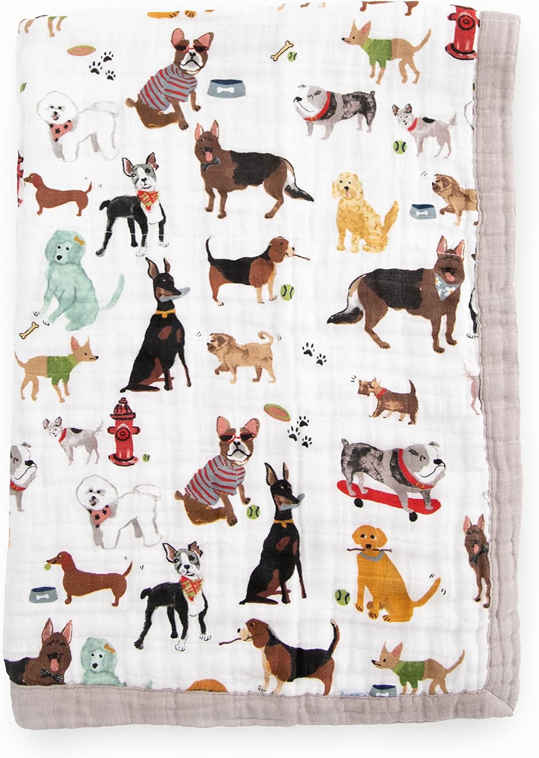 Woof Print Cotton Muslin Baby Quilt Blanket