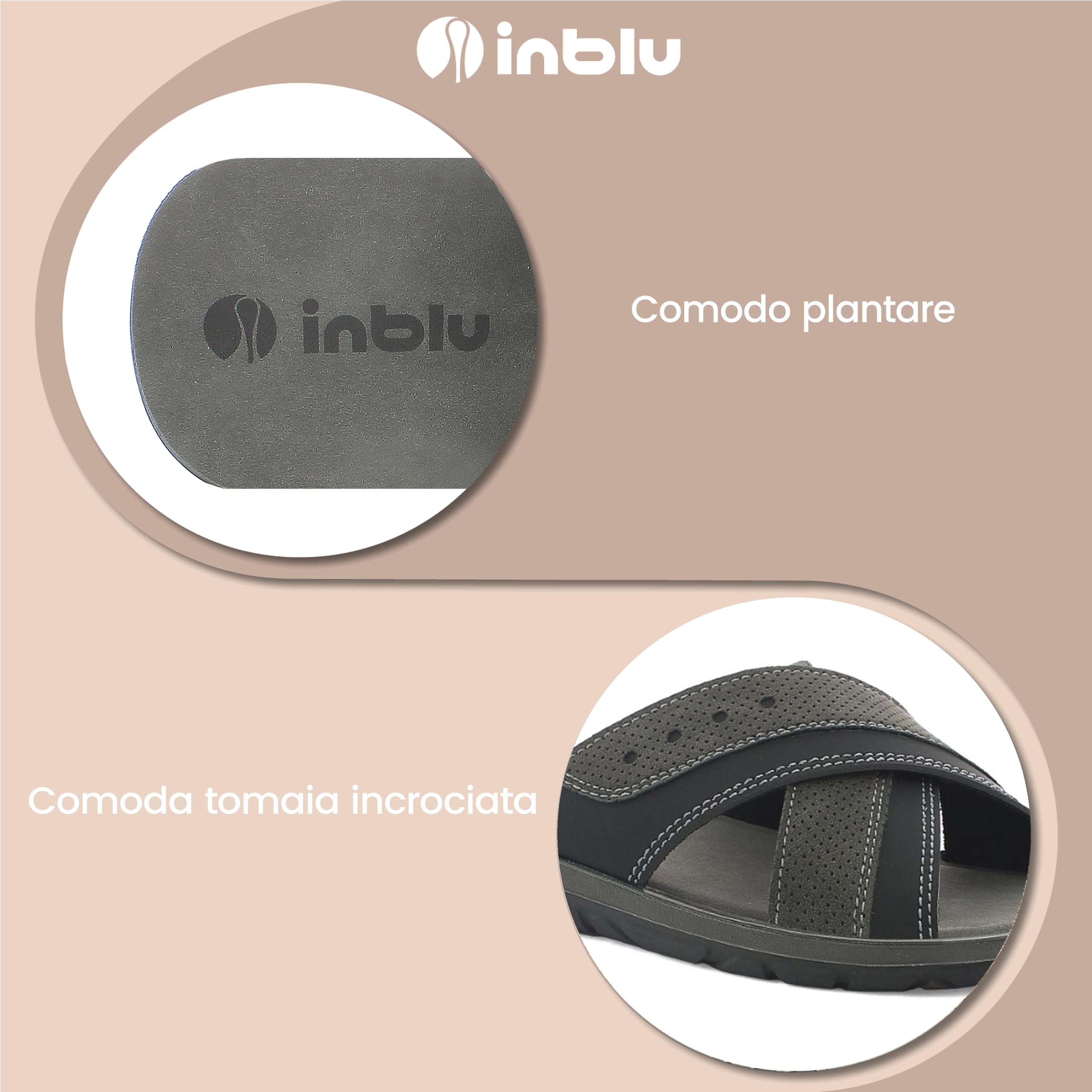 inblu Ciabatte Uomo Con Tomaia Incrociata Bicolore, Plantare In Ecopelle Sandali a ciabattaUomo