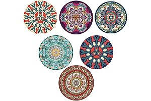 6 Pcs Mandala Silicon Coasters Drink Absorbent Technology Heat-Resistant Set of 6