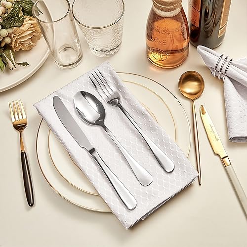 Miniatura 6 de Homejoy Juego de 8 servilletas de tela cuadradas de 17 x 17 pulgadas tela jacquard de poliéster lavables reutilizables para cocina cenas