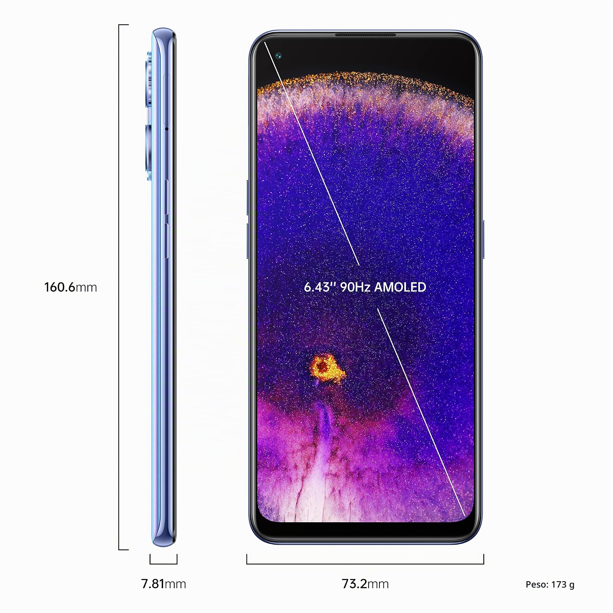 OPPO Find X5 Lite - Smartphone da 256 GB, 8 GB di RAM, Dual Sim, Startrails Blue