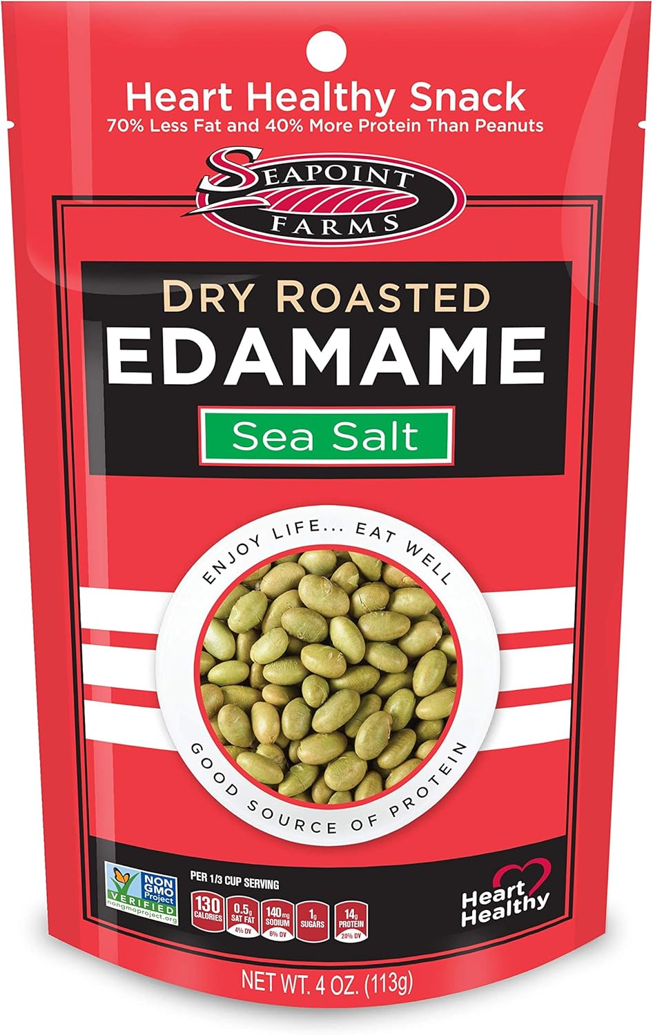 Seapoint Farms Edamame tostado en seco, ligeramente salado, bolsas de 4
