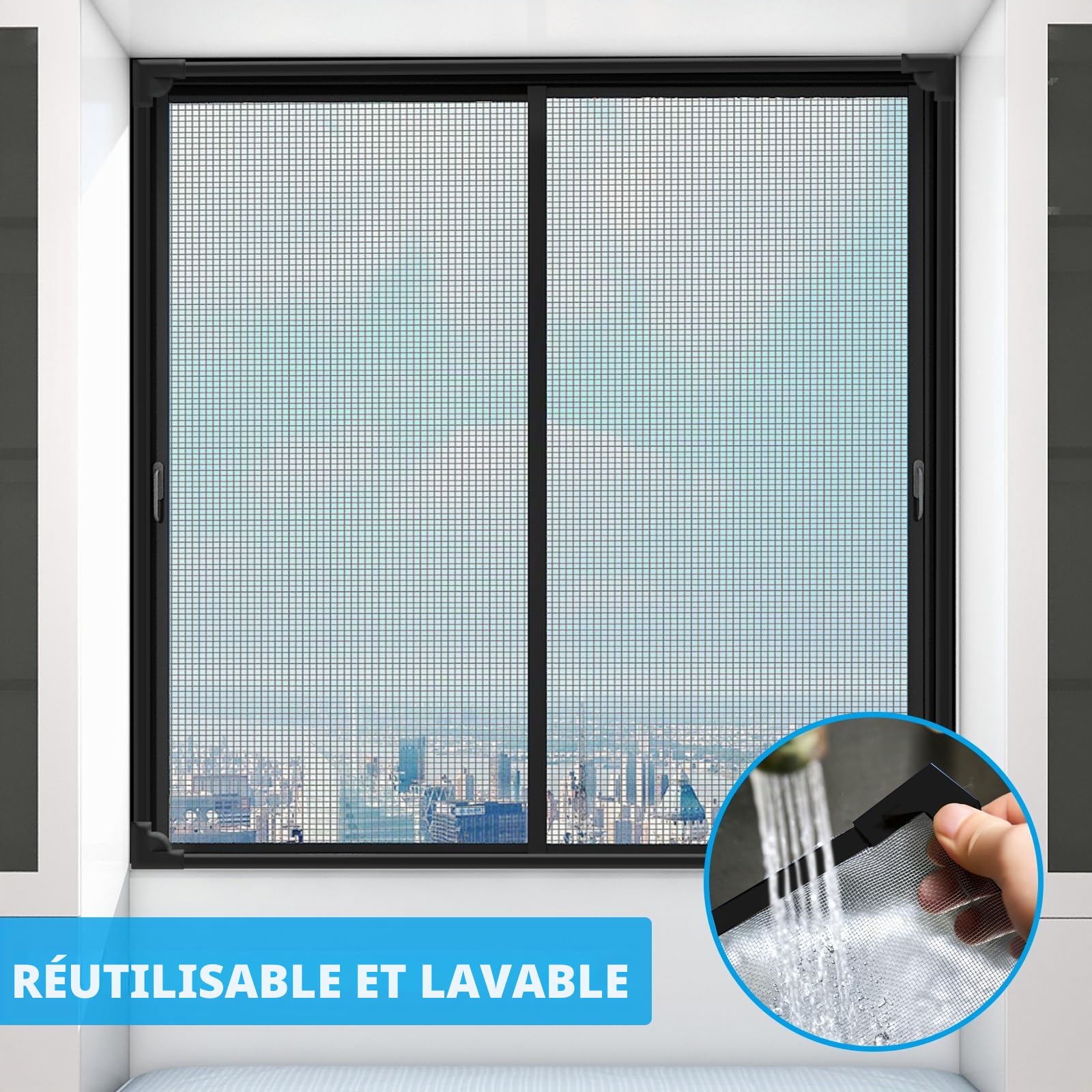 Moustiquaire magnétique pour fenêtre Diy, 130 x 120 cm, découpable jusqu'à la longueur, moustiquaire pour fenêtre, cadre magnétique, cadre magnétique pour fenêtre
