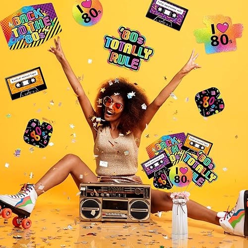 Miniatura 6 de 24 piezas de decoración retro de los años 80 para centro de mesa de 1980, palos de mesa para baby shower o fiesta de cumpleaños, decoración de mesa,