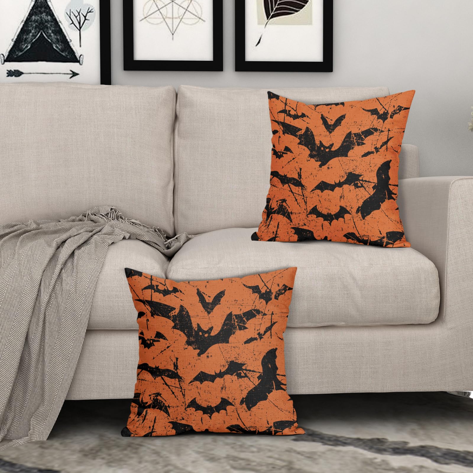AACORS Housse De Coussin D'Halloween 45,7 X 45,7 Cm, Motif Chauve