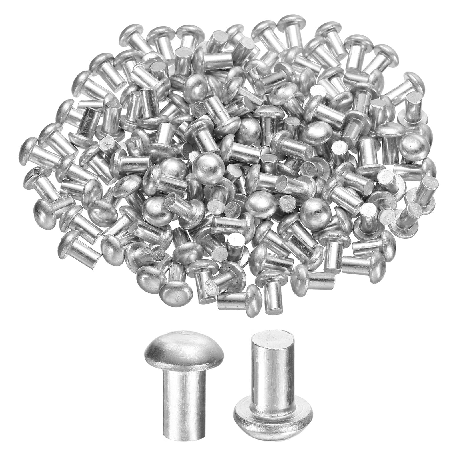 sourcing map 150 Pcs Brazier Head Solid Aluminum Rivets, M5 Dia x 8mm Length Round Head Aluminum Boat Rivets for Repairing Boats, Machinery, Aircraft, Automobile Industry