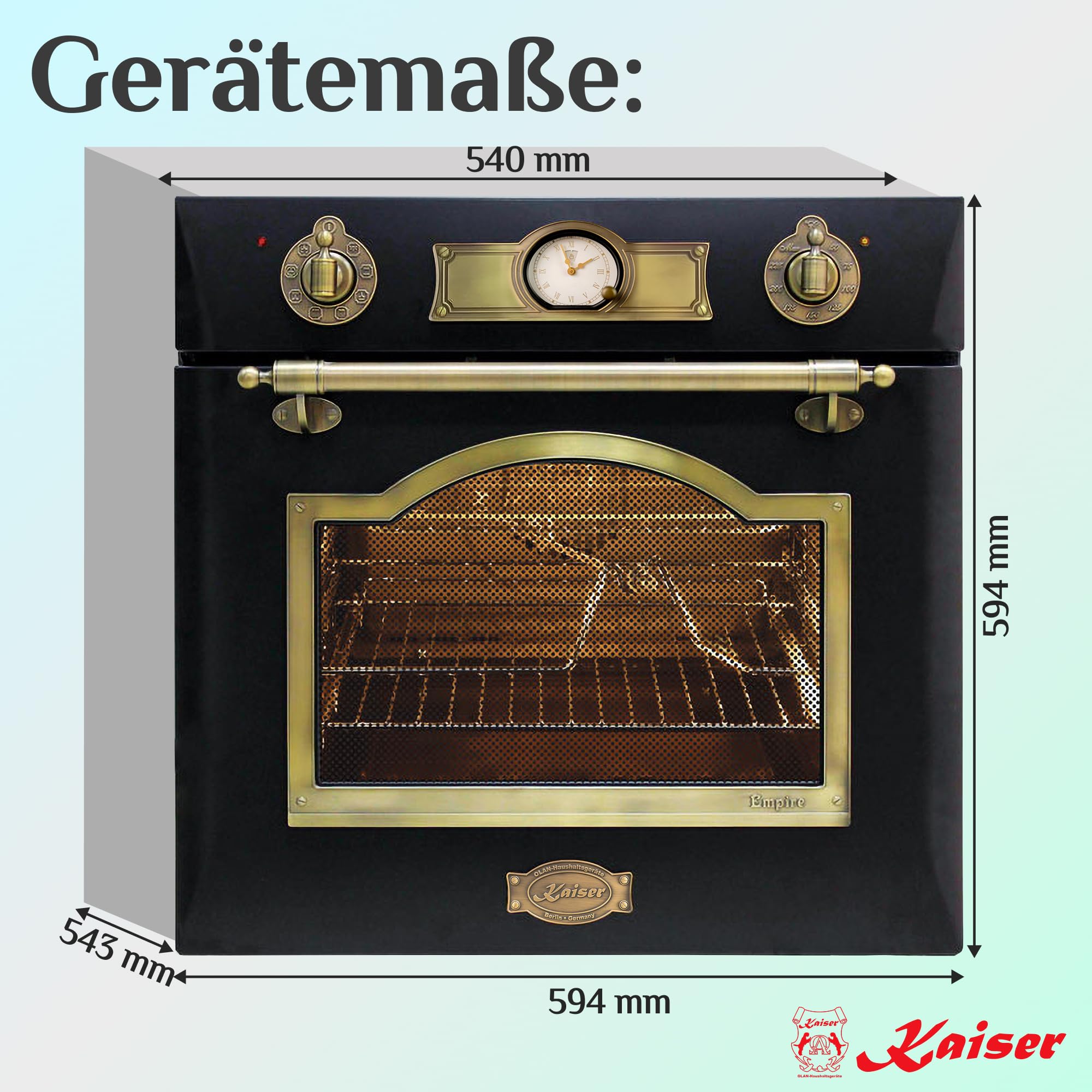 Kaiser Empire Einbau Herd 60 cm Elektro EH 6355 EM mit Drehspieß Selbstreinigung Induktionskochfeld KCT 6195 IEm PowerBooster Sensorbedienung