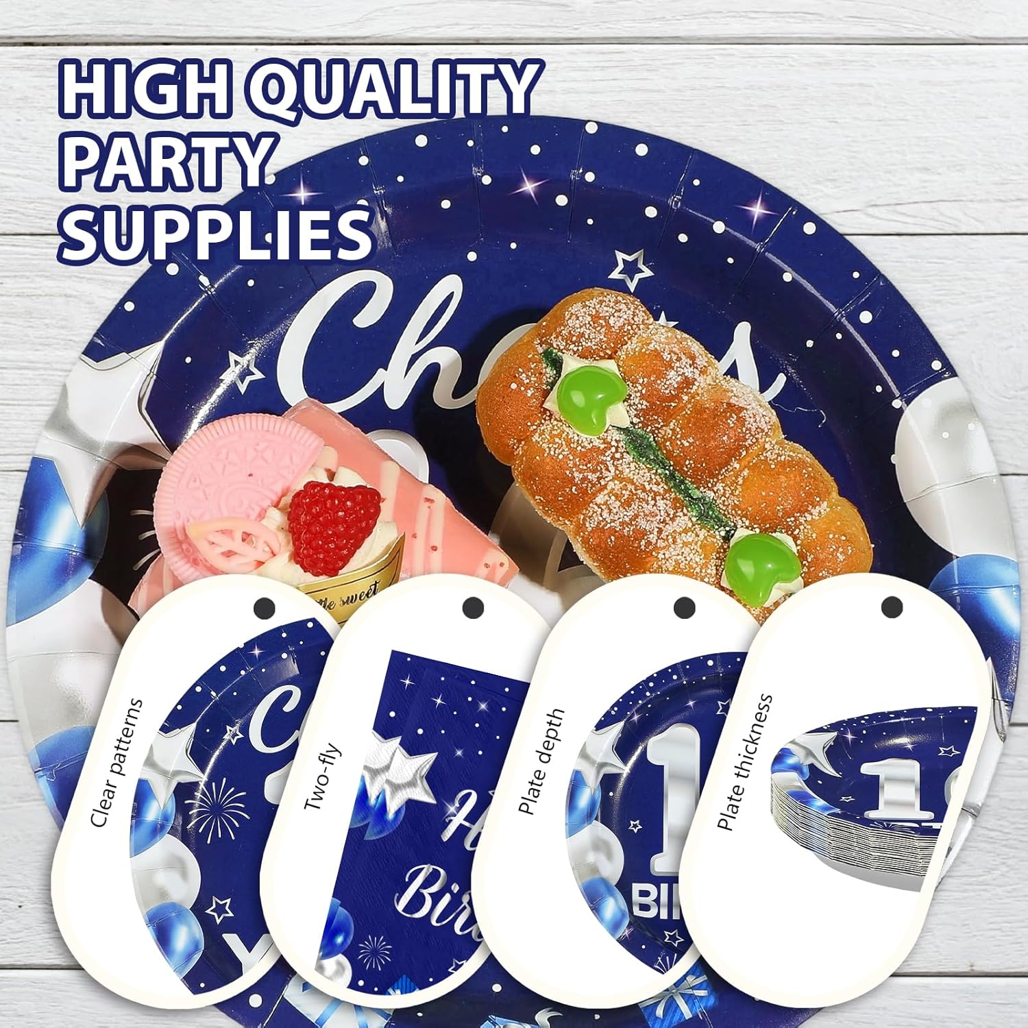 96Pcs 16th Birthday Party Decorations Blue and Silver Plates and Napkins Disposable Sweet Blue Silver 16 Years Old Paper Tableware Set for Teens Boys Girls 16th Birthday Party Supplies, Serves 24 - Image 6
